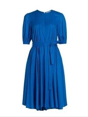 Merlette Wolkers A-Line Puff Sleeve Azure Blue Cottagecore Midi Dress Size M